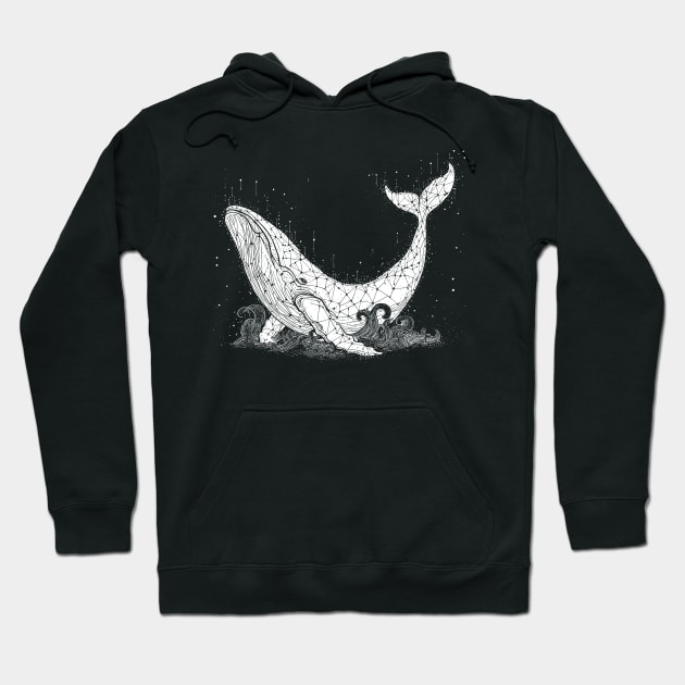 Cosmic whale - white Hoodie by PrintSoulDesigns